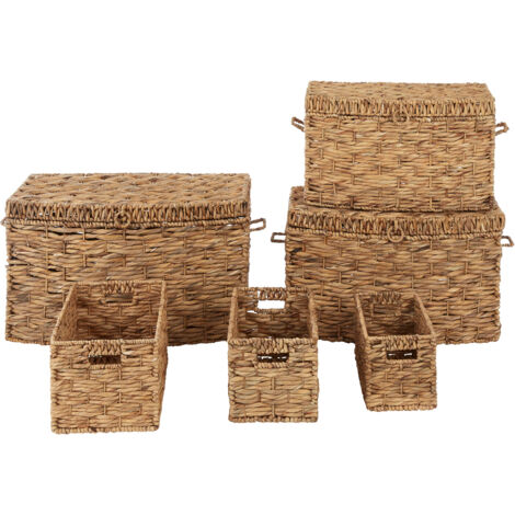 Premier Housewares Brown Washed Storage Baskets � Set of 6