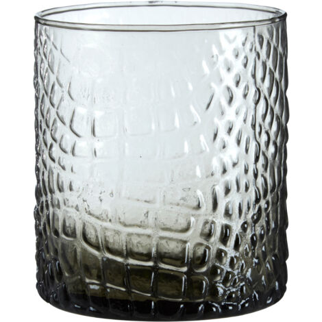 Premier Housewares Candle Holders Tea Light Holder Made From Glass Grey / Black Faded Effect Design For Candles Used In Bedroom / Living Room / Hallways 9 x 10 x 9