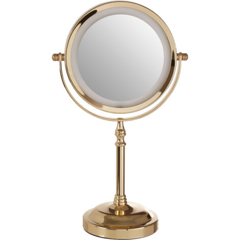 Premier Housewares Cassini Gold Colour Iron LED Table Mirror