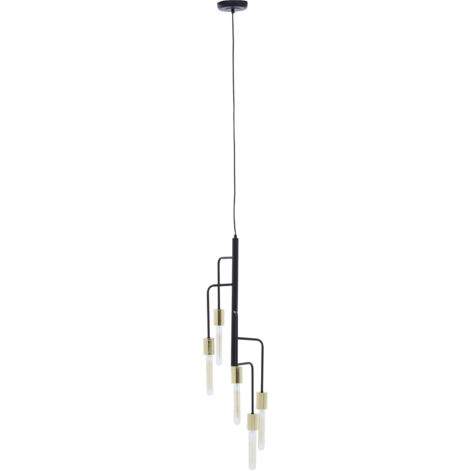 Premier Housewares Ceiling Lights Black Finish gold and black Pendant Light With 5 Tubular Bulbs Antique Ceiling Lighting Contemporary Pendant Hanging Lighting For Ceiling 25 x 25 x 185