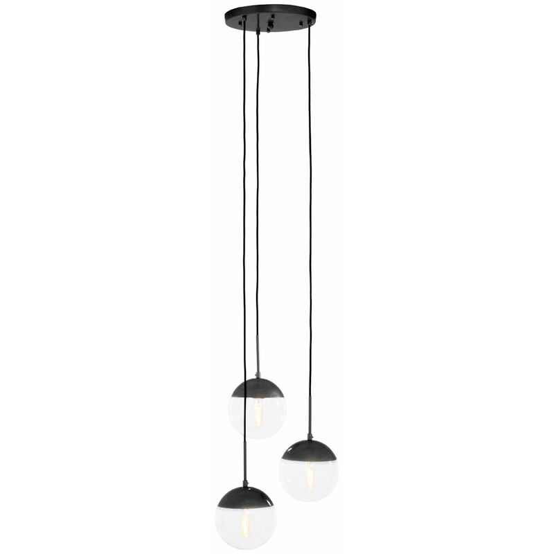 Premier Housewares - Chandelier / Ceiling Light Small Black Pendant Lights For Ceiling / Hallway / Living Room 3 Bulb Hanging Lighting For Halls /