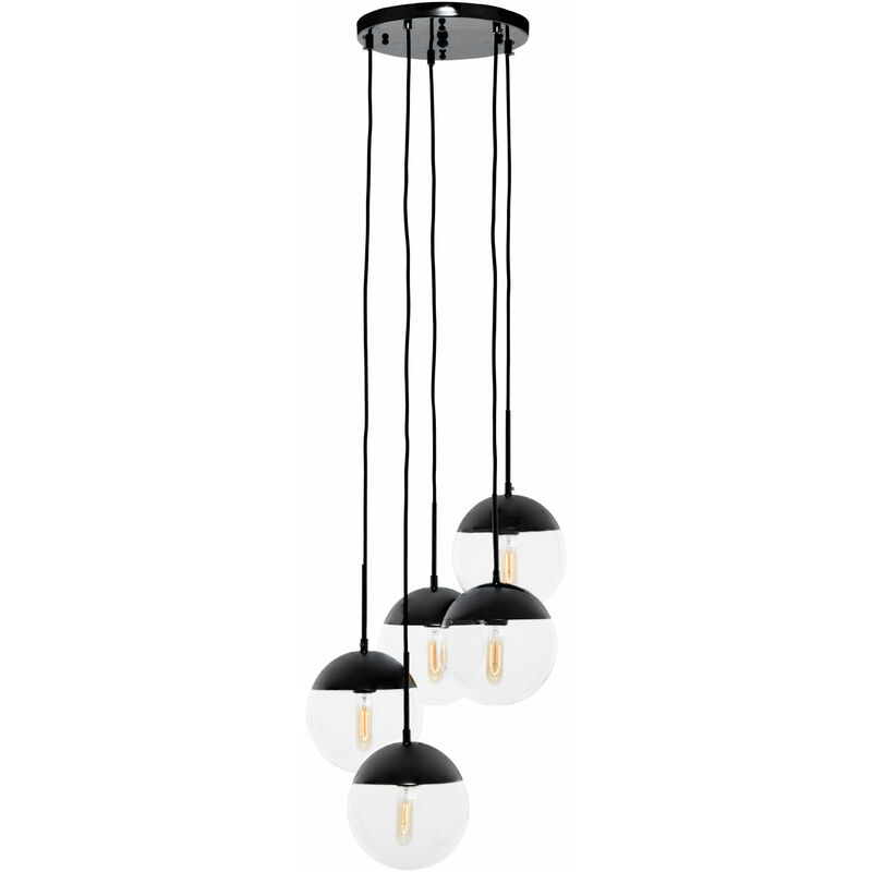 Premier Housewares Chandelier / Ceiling Light Small Black Pendant Lights For Ceiling / Hallway / Living Room 5 Bulb Hanging Lighting For Halls /