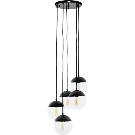 Premier Housewares Chandelier / Ceiling Light Small Black Pendant Lights For Ceiling / Hallway / Living Room 5 Bulb Hanging Lighting For Halls / Bedroom 45 x 180 x 45