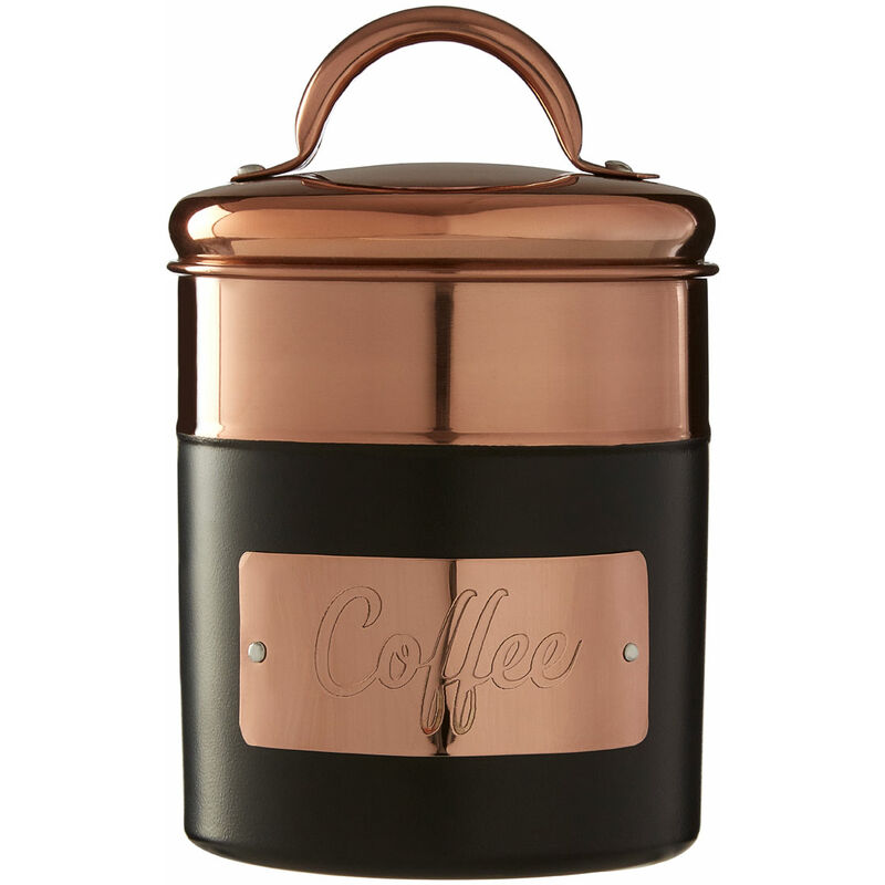 Premier Housewares - Charcoal/Copper Coffee Canister Stainless Steel Airtight Jar Round Lid With Handle Kitchen Storage Jars Canister For Sugar