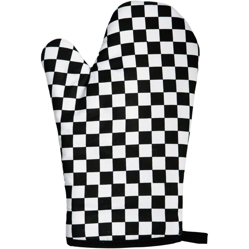 Orsina Check Mate Single Oven Glove, Classic Checkered Pattern With Quilted Heat Protection, Comfortable & Safe in Black