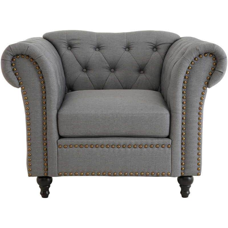 Premier Housewares Chesterfield Sofa in Grey Chesterfield Armchair for Living Room Chesterfield Sofas and more w112 x d85 x h83