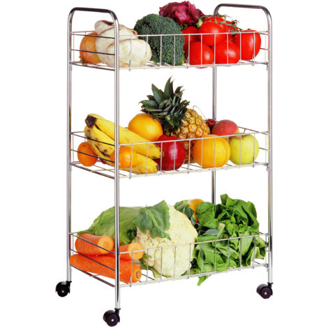 Premier Housewares Chrome 3 Tier Storage Cart