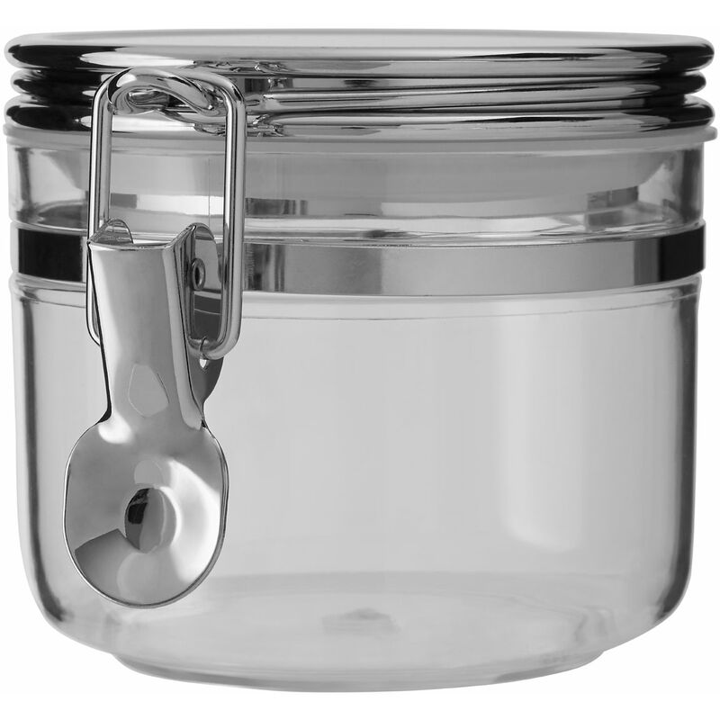 Clear Sugar Canister Stainless Steel Airtight Jar Round Lid With Lock Mechanism / Small Round Kitchen Storage Jars Canister For Sugar Coffee Tea 10 x