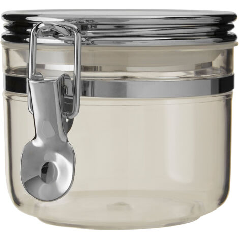 Premier Housewares Clear Sugar Canister Stainless Steel Airtight Jar Round Lid With Lock Mechanism / Small Round Kitchen Storage Jars Canister For Sugar Coffee Tea 10 x 9 x 13