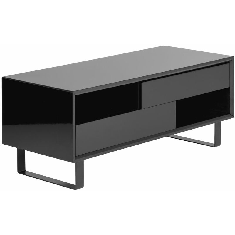 Coffee Table For Living Room / Garden Black Low Outdoor Coffee Tables With Storage Gloss Finish Wooden Square Furniture 48 x 120 x 50 - Premier