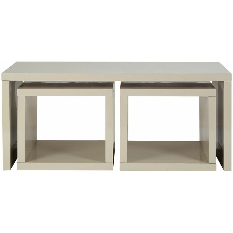 Coffee Table For Living Room Two Under Nest Of Tables Wood Set of 3 Coffee Tables Light Grey Nest Tables Living Room - Premier Housewares