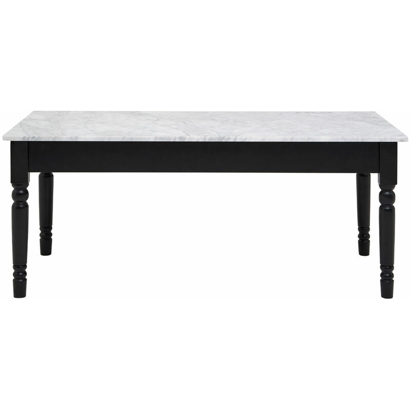 Premier Housewares Coffee Table White Marble Top with Black Frame Modern Coffee Table for Living Room Black Coffee Tables Living Room Pieces w110 x