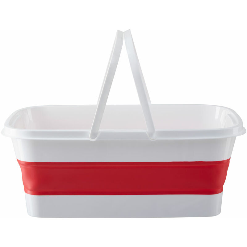 Collapsible Red White Basket With Comfortable Handles Sturdy Portable And Multipurpose Laundry / Storage / Toys w48 x d27 x h18cm - Premier Housewares