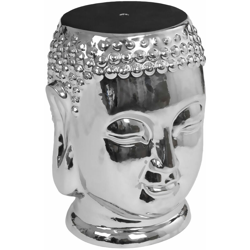 Premier Housewares - Complements Silver Buddha Ceramic Side Table