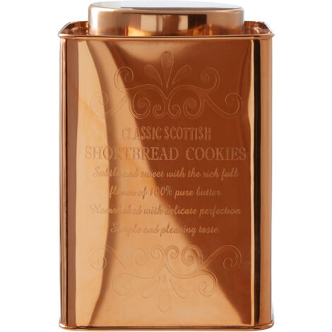 Premier Housewares Cookies Canister Stainless Steel Storage Containers For Kitchen Store Flour / Other Ingredients Copper Finish Canisters / Containers With Lid 19 x 27 x 19