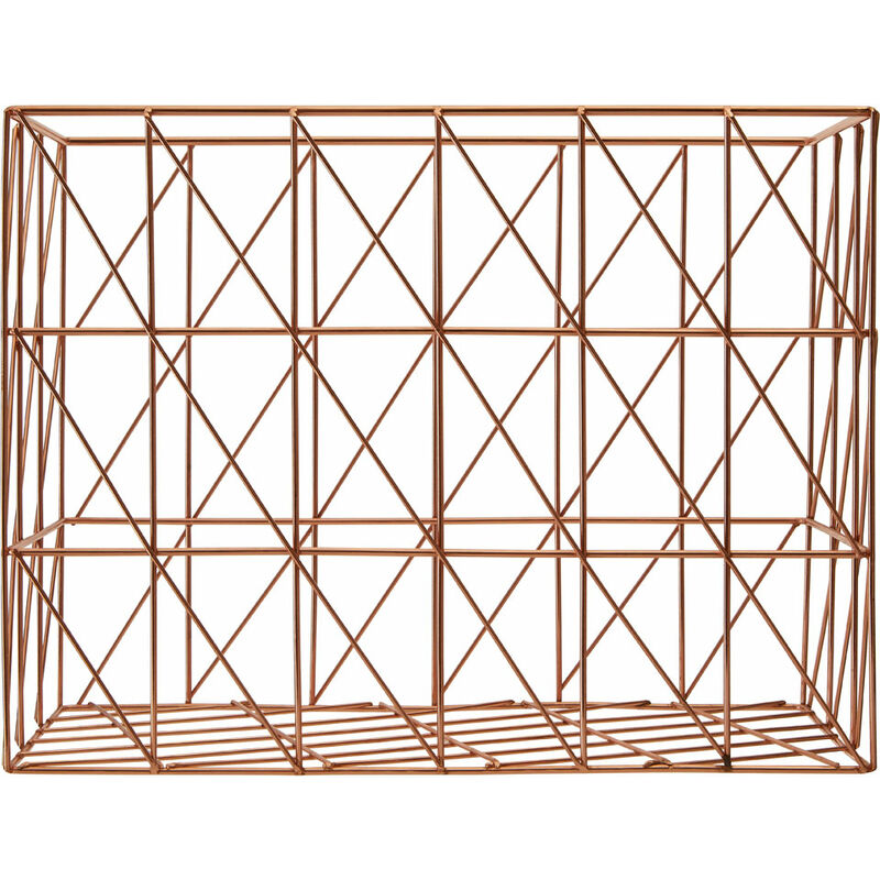 Premier Housewares - Copper Finishing Rectangular Wire Basket Storage Solution For Pantry Kitchen Closet Bathroom Metal Basket With Contemporary