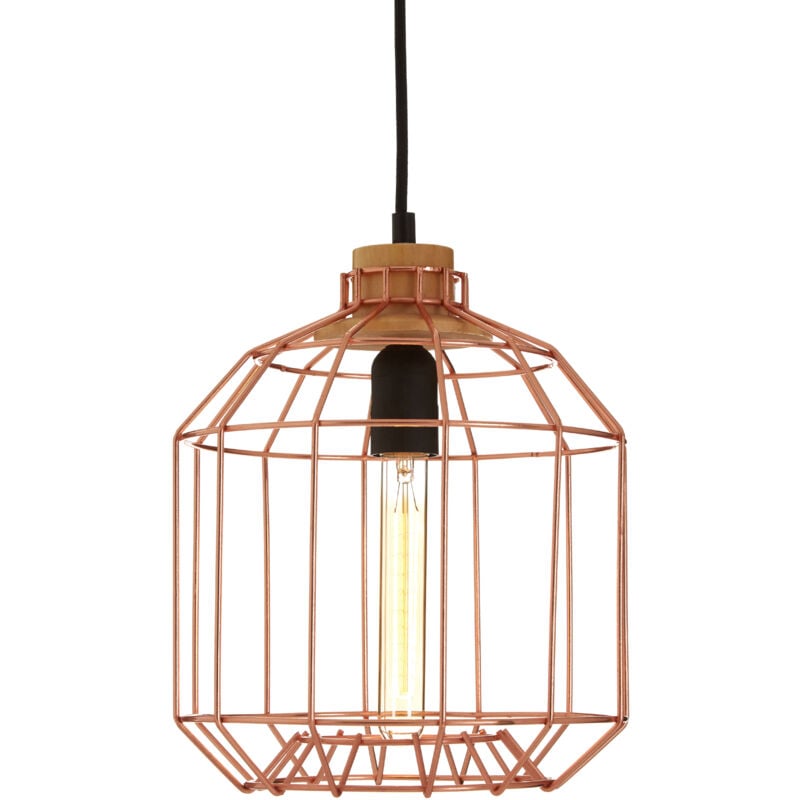 Copper Metal Wire Pendant Light Modern Elegant Ceiling Light Chandelier 25 x 25 x 120 - Premier Housewares