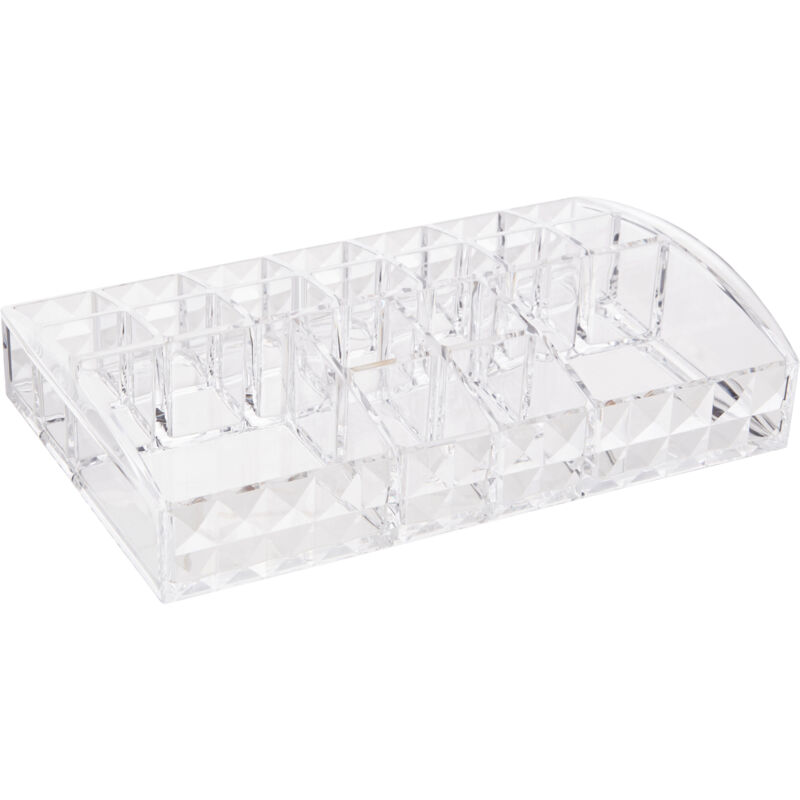 Premier Housewares - Cosmetic Organiser With 20 Compartments Clear Diamond Multipurpose Storage Statement Piece for Dresser / Bathroom With Rotating