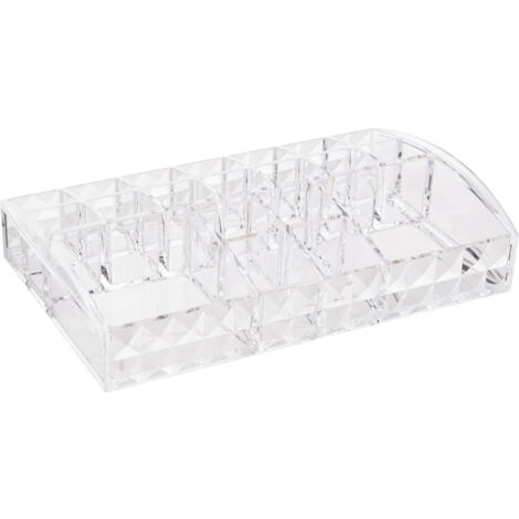 Premier Housewares Cosmetic Organiser With 20 Compartments  Clear Diamond Multipurpose Storage Statement Piece for Dresser / Bathroom With Rotating Base w13 x d22 x h4cm