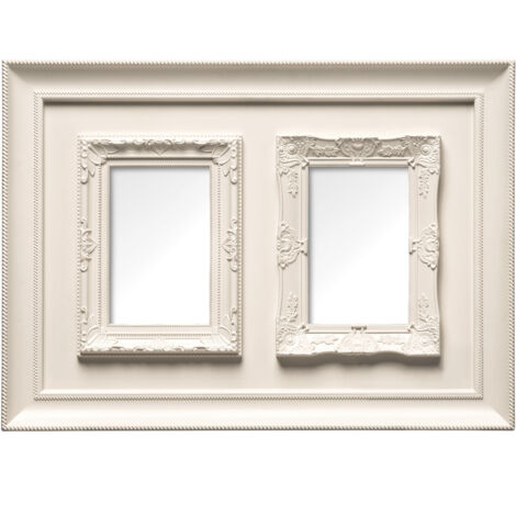 Premier Housewares Cream Photo Frame / Frames For Two Photos Plastic Finish Picture Frames For Wall Contemporary Rectangular Photo Frames For Bedroom / Living Room / Hallways 3 x 33 x 45