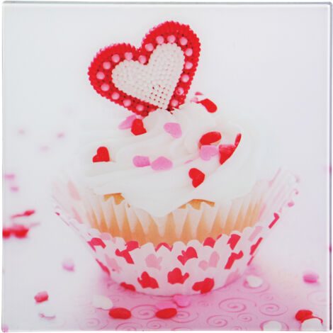 Premier Housewares Cupcake Glass Print with Multicoloured Base