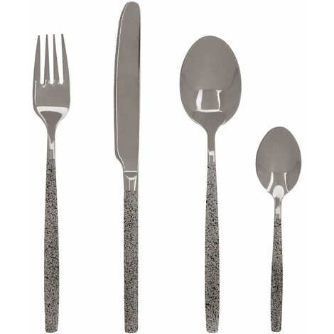 main image of "Premier Housewares Cutlery Sets 16 Piece Knife And Fork Set Marble Pattern And Silver Finish Kitchen Spoons Cutlery Scratch / Rust Resistant Stainless Steel Knives And Forks Set 26 x 4 x 27"