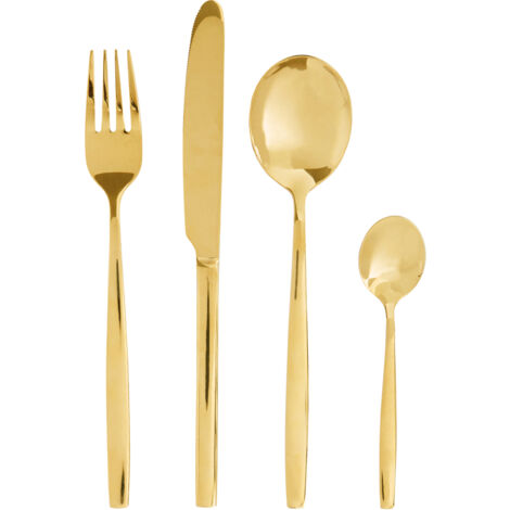 Premier Housewares Cutlery Sets 16 Piece Knife And Fork Set Rose Gold Finish Kitchen Spoons Cutlery Scratch / Rust Resistant Stainless Steel Knives And Forks Set 21 x 4 x 27