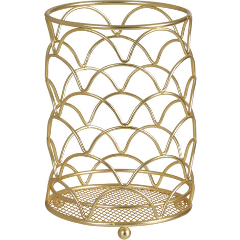 Premier Housewares Deco Matte Gold Utensil Holder Sturdy Organiser For School / Office Supplies Minimal Design Metallic Finish w11 x d11 x h16cm