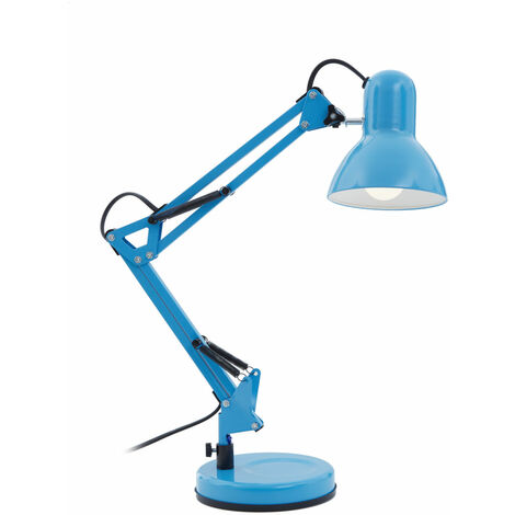 Premier Housewares Desk Lamp Blue Table Lamps For Desks Metal Reading Lamp With Adjustable LED Lights For Everyday Use Office / Living Room Lighting 17 x 21 x 60