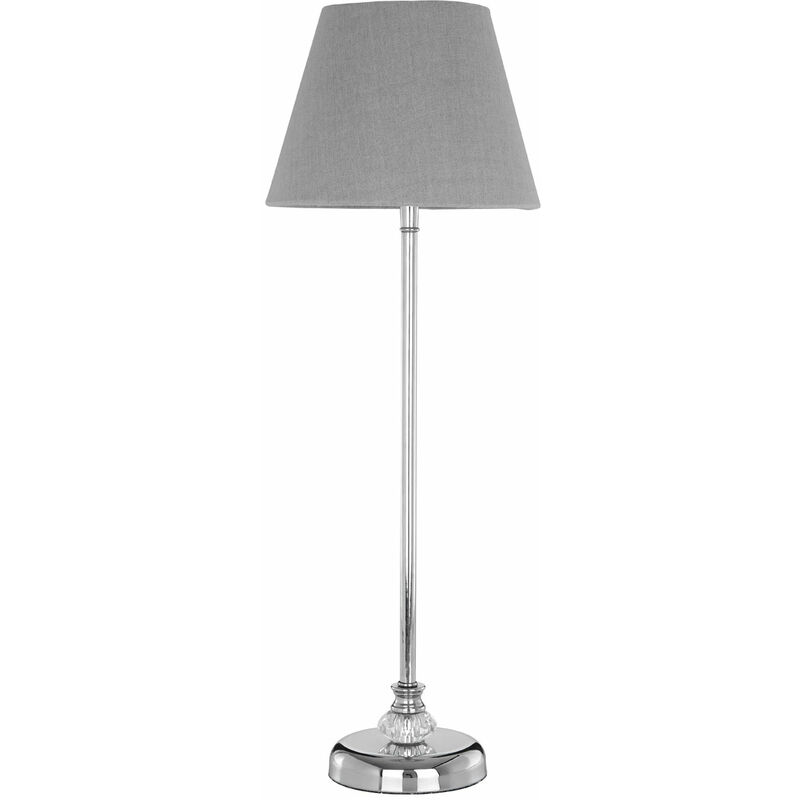 Desk / Table Lamp for Reading Slim Metal Stand Study Lamp / Lamps for Office with Gray Silk Shade / EU Plug Desk Lamps with Silver Finish 20 x 56.5 x
