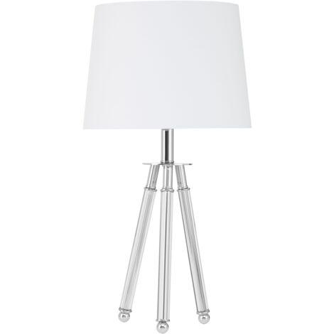 Premier Housewares Desk / Table Lamp for Reading Tripod Legs Chrome Metal Stand Study Lamp / Lamps for Office with White Shade / EU Plug Desk Lamps 33 x 63 x 33