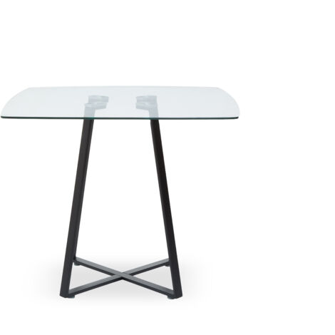 Premier Housewares Dining Table Glass Dining Tables Square Dining Table With Matte Black Base Base Large Modern Dinner Table With Geometric Look 90 x 90 x 76