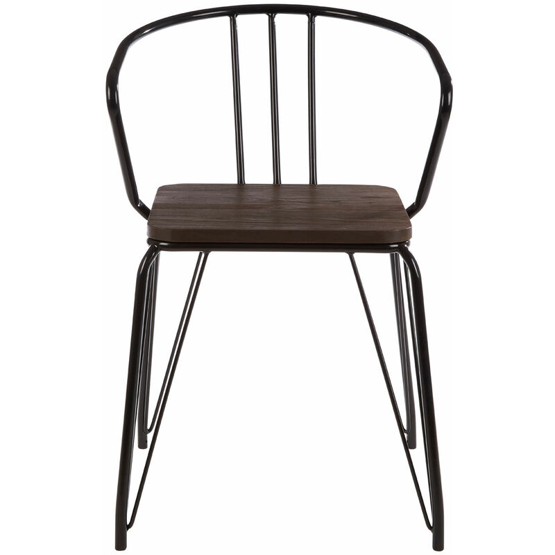 Premier Housewares District Black Metal and Elm Wood Arm Chair