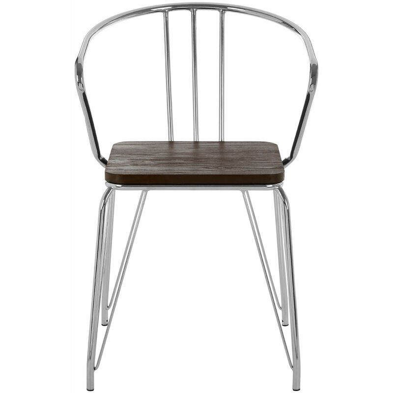 District Chrome Metal and Elm Wood Arm Chair - Premier Housewares