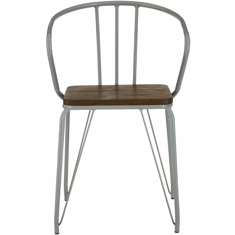 Premier Housewares District Grey Metal and Elm Wood Arm Chair