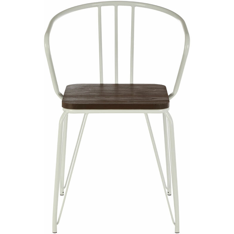 Premier Housewares District White Metal and Elm Wood Arm Chair