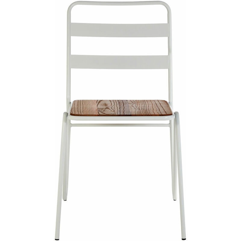 Premier Housewares District White Metal and Elm Wood Chair
