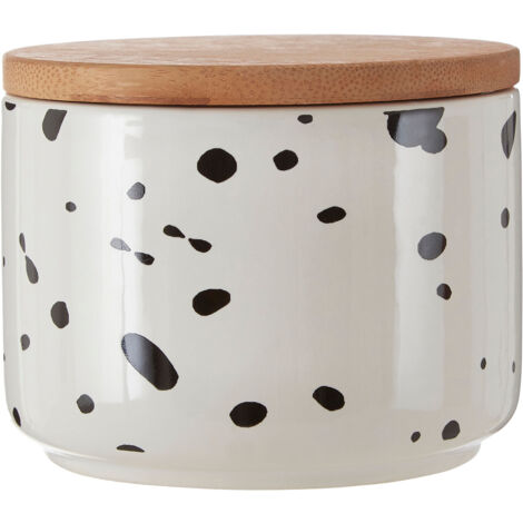 Premier Housewares Dolomite Speckled Small Storage Canister / Kitchen Canisters For Food Storage Airtight Jar With Bamboo Lid Jars For Tea Coffee Sugar And Spices 11 x 9 x 11