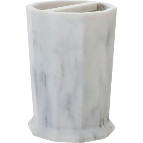 Premier Housewares Electric Toothbrush Holder Grey Marble Effect Bathroom Accessories For Small Bathroom Two Compartment Toothbrush Holders Matte Toothbrush Caddy 8 x 12 x 8