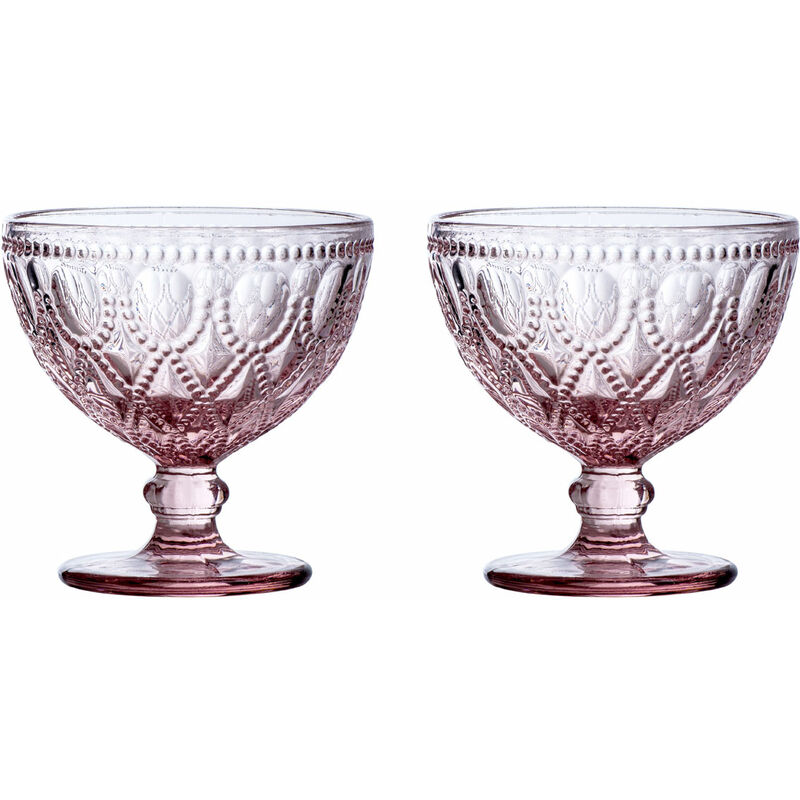 Premier Housewares - Fleur Pink Glass Sundae Dishes - Set of 2