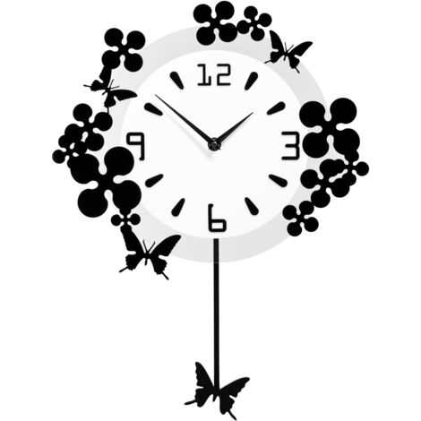 Premier Housewares Flower and Butterflies Design Wall Clock