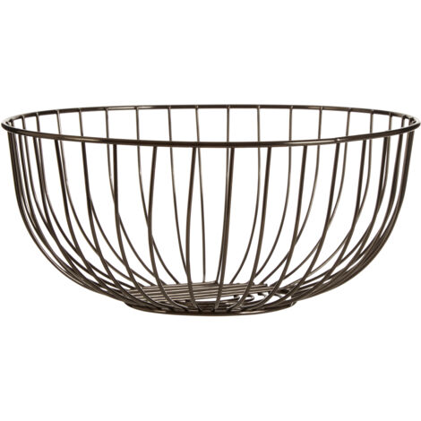 Premier Housewares Fruit Basket Round Shaped Baskets For Vegetable Storage In Kitchen With Black Nickel Finish Wire Frame Veg / Fruits Storage Rack 28 x 28 x 13