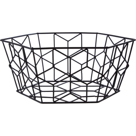 Premier Housewares Geometric Contour Black Fruit Basket  Metal Wire Fruit Baskets for Kitchen Countertop Fruit Display And Storage w28 x d28 x h13cm