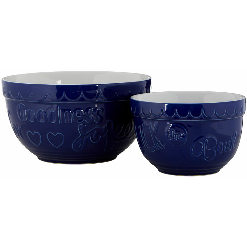 Gigi Blue/White Round Mixing Bowls - Set of 2 - Premier Housewares