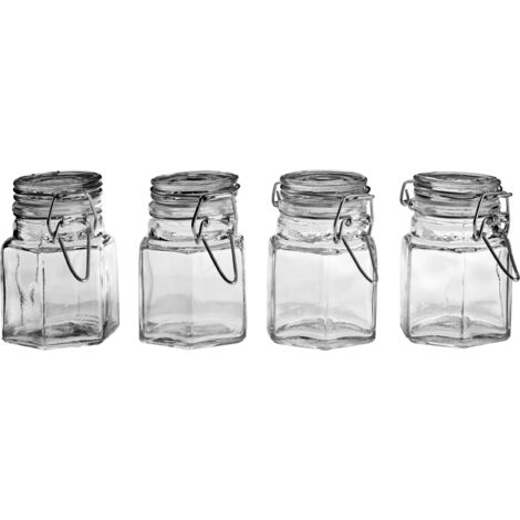 Premier Housewares Glass and Clip Top Lids Spice Jars - Set of 4