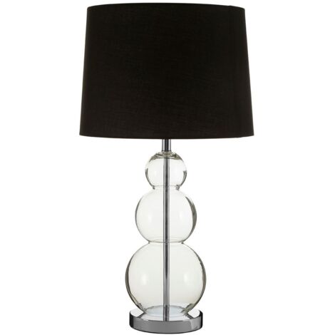 Premier Housewares Glass Ball / Metal Lamp Black Fabric Shade Desk Lamp For Office / Study Chic and Contemporary Lamps For Desks / Bedroom / Living Room 35 x 35 x 65