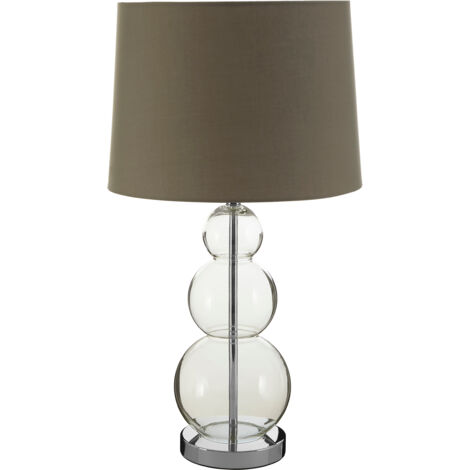 Premier Housewares Glass Ball / Metal Lamp Grey Fabric Shade Desk Lamp For Office / Study Chic and Contemporary Lamps For Desks / Bedroom / Living Room 35 x 35 x 65