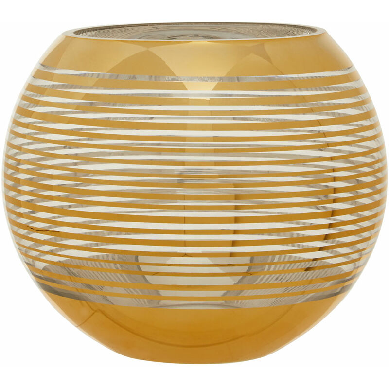 Premier Housewares Gold Finish Decorative Vase/ Accentuated With Stripe Design And Contrasting Rim / Glass Vases For Decoration 20 x 16 x 20