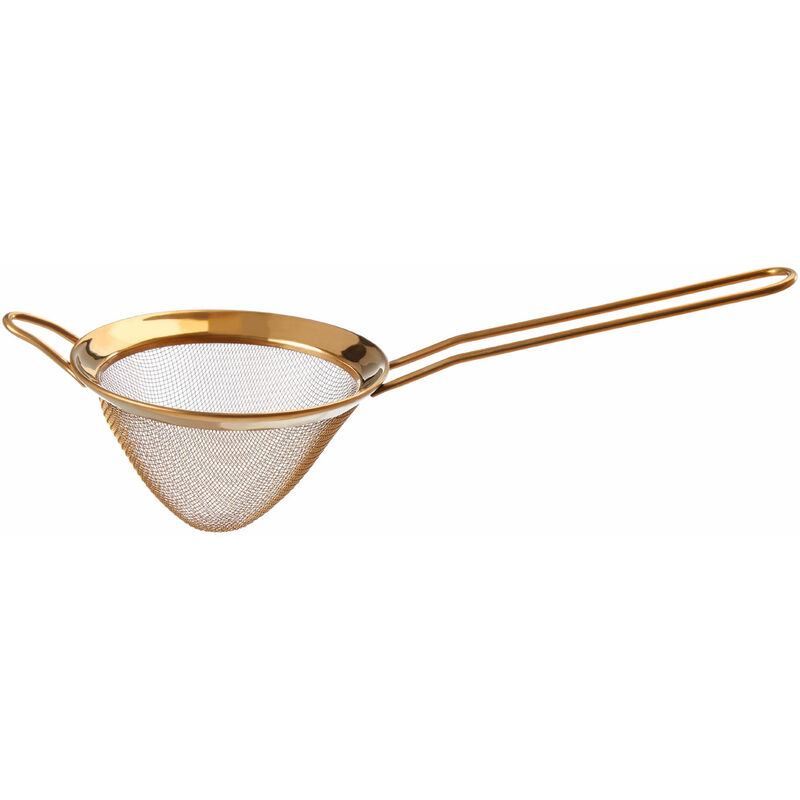 Premier Housewares Gold Finish Pointed Sieve Tea Strainer Sieve Fine Mesh Kitchen Flour Metal 10 x 8 x 24