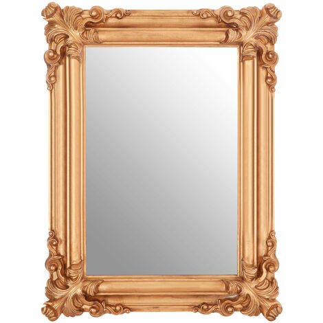 Premier Housewares Gold Frame Wall Mirror For Bedroom / Hallway / Living Room Luxurious and Fancy Antiquated Look w93 x d8 x h123cm